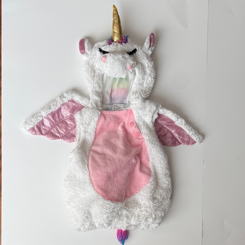 Unicorn Costume with Gold Horn and Pink Accents Baby 0-6M